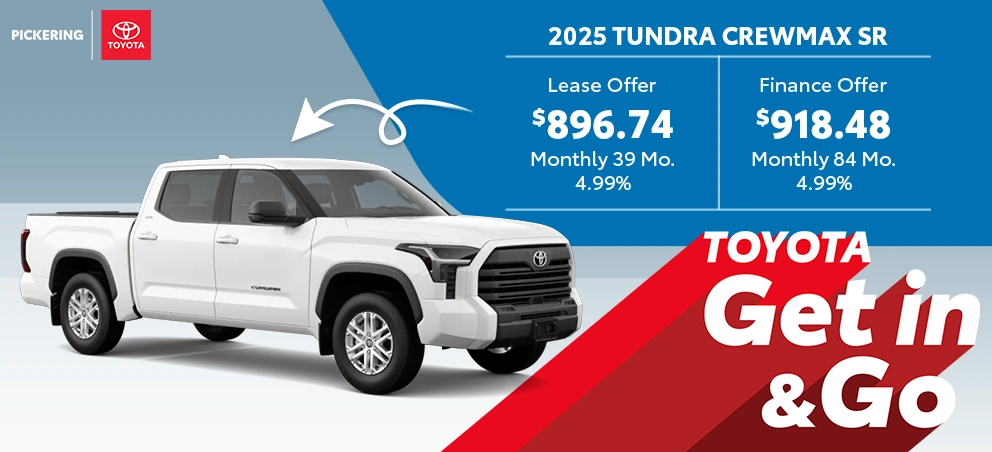 Get in & Go 2025 Toyota Tundra CrewMax SR Deals @ Pickering Toyota