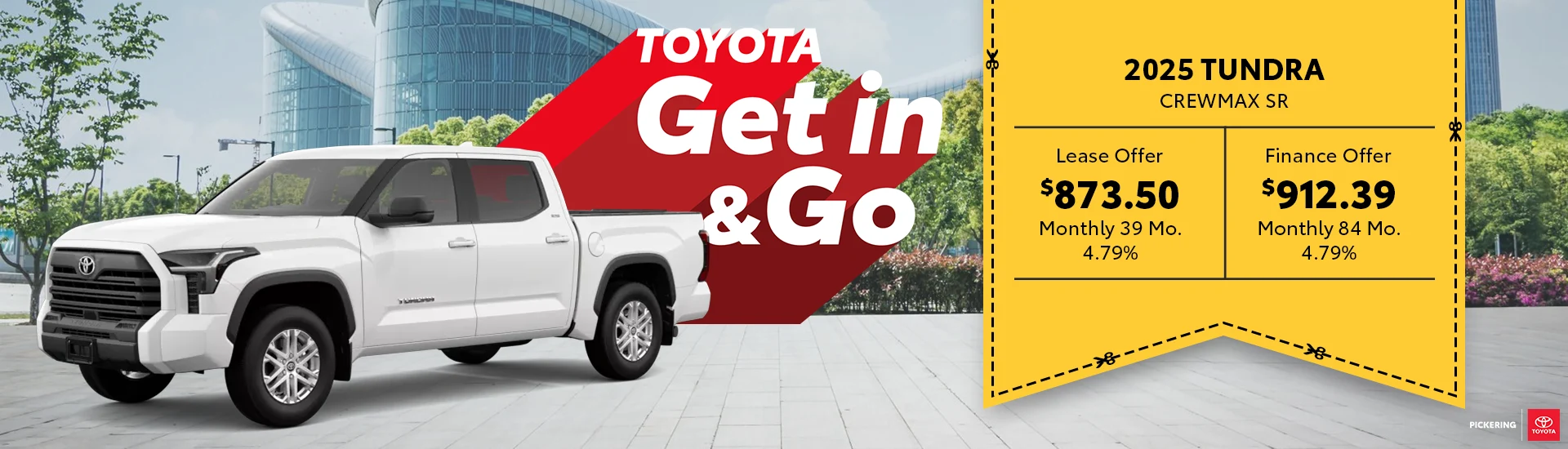 Get in & Go 2025 Toyota Tundra Crewmax Reg Bed SR5 Deals @ Pickering Toyota