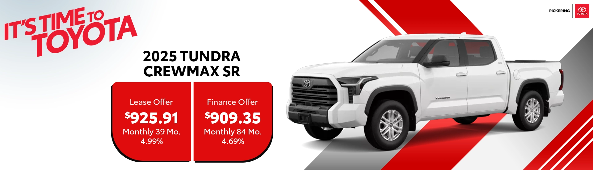 It's Time To Toyota 2025 Tundra CrewMax SR Deals @ Pickering Toyota